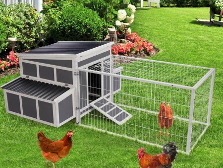 Large Chicken Coop Wooden Cage With Playpen Gray Online now