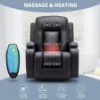 Power Lift Recliner Chair with Massage & Heat for Elderly, PU Leather Electric Recliner with 2 Side Pockets, Cup Holders & USB Port (Black) Sale