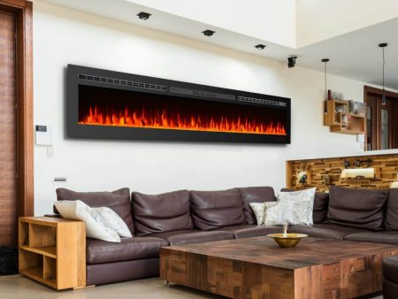 100 inch Electric Fireplace, Wall Mounted Fireplace Insert with Remote Control Hot on Sale