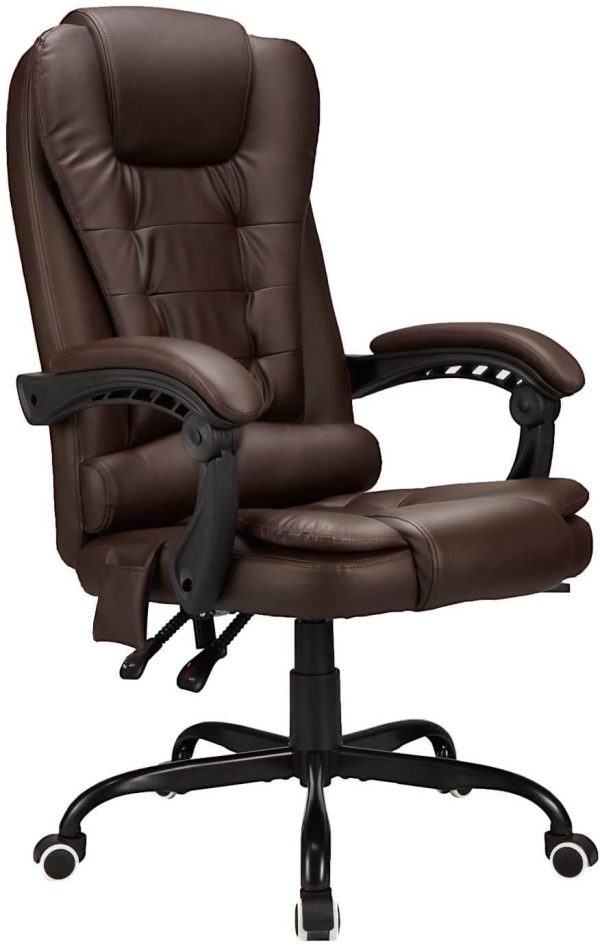 Ergonomic Office Chair, High-Back Computer Desk Chair with Heated Massage & Lumbar Support, Brown (Without Footrest) on Sale