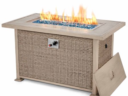 44 In Propane Fire Pit Table, Aluminum Hand-Painted Table Top, 50,000 BTU, Gray Online Hot Sale