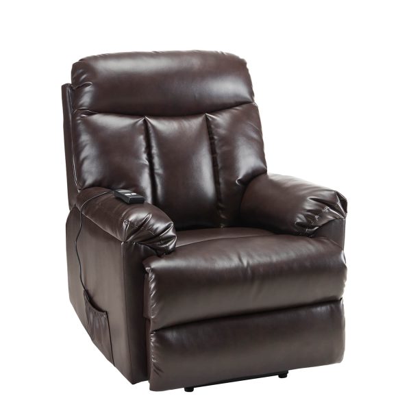 Electric Recliner Chair Lift Chair Power PU Leather Recliner Sofa with Heavy Duty Reclining Mechanism for Living Room, Brown For Sale