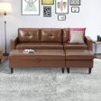 Small Faux Leather Sectional Sofa with Storage Ottoman and Chaise Lounge, 3-Seat Living Room Furniture Sets for Small Apartment, Brown For Discount