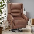 Power Lift Recliner Chair for Elderly, Faux Leather with Rivet Design Electric Recliner Chair with Heated Vibration Massage, Side Pockets & USB Port, Saddle Brown Online