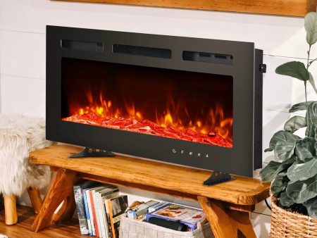 36 inch Electric Fireplace with Free Standing, Wall Mounted Fireplace Insert Heater with Remote Control&Touch Screen For Sale