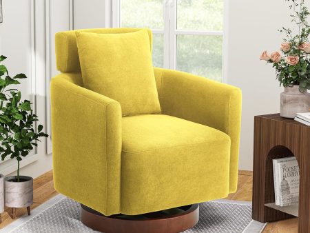 Homrest Swivel Accent Chair Armchair with Adjustment Headrest, 360° Rotation. Yellow Fashion