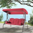 Homrest 3-Seat Patio Swing with Adjustable Canopy and Backrest, Wine Red Discount