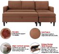 Sectional Sofa with Ottoman and Chaise Lounge, 3-Seat Living Room Furniture Sets, L-Shape Couch Sofa for Living Room, Brown Online