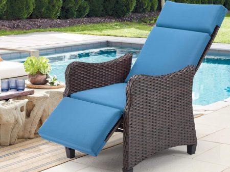 Homrest Outdoor Recliner Chair with Removable Cushion for Patio Deck Backyard, Blue Supply