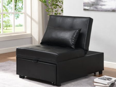 Folding Sofa Bed 4-in-1 Convertible Chair, Multi-Functional Adjustable Recliner,  Black Faux Leather Online Hot Sale