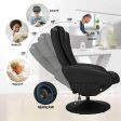 Recliner Chair and Ottoman, 360 Degrees Swivel Ergonomic Faux Leather Lounge Recliner with Footrest, Vibration Massage Lounge Chair with Side Pocket, Black Cheap