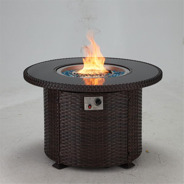 Homrest 38.1   Patio Propane Fire Pit Table with Aluminum-Alloy Frame, Black Hot on Sale