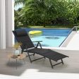 Outdoor Folding Lounge Chair with 7-Position Adjustable Backrest for Poolside, Black For Discount