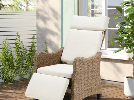 Homrest Outdoor Recliner Chair, Rattan Lounge Chair with Removable Cushion, Beige Online