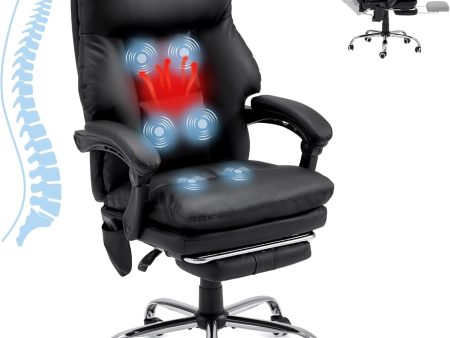 HOMREST Ergonomic Office Chair with Massage & Heating, Adjustable with Footrest, PU Leather (Black) Sale