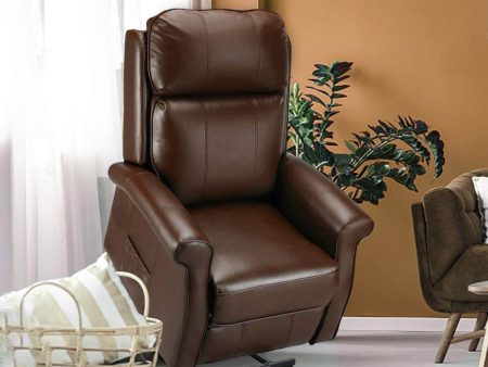 Electric Power Lift Recliner Chair, Faux Leather Electric Recliner for Elderly with Heated Vibration Massage, Side Pocket & Remote Control, Brown Online Hot Sale