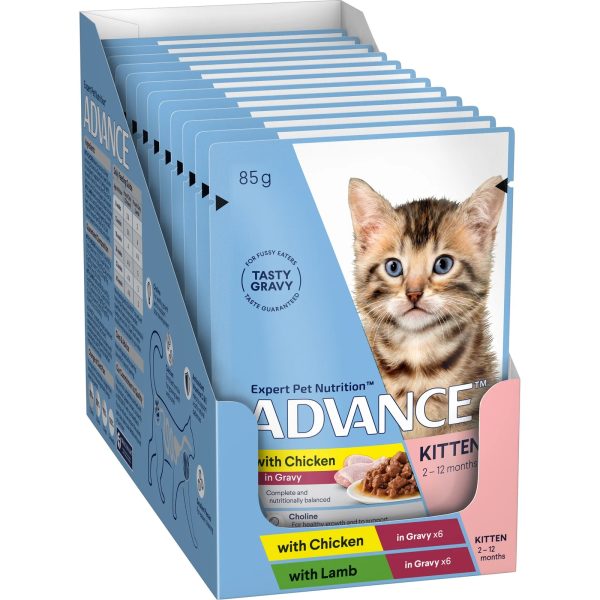 ADVANCE™ Kitten Chicken in Gravy & Lamb in Gravy Multipack Pouches Online Sale